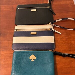 Kate Spade Black, Blue, and Teal Wristlet Trio